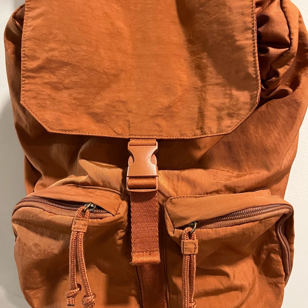 Universal Thread Orange Drawstring Backpack with Front Pockets - Picture 2 of 8